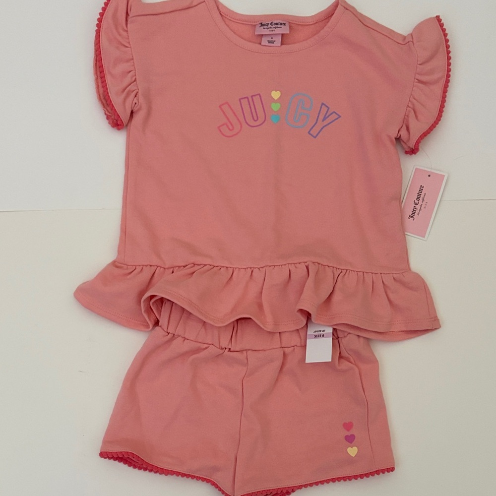 Juicy Couture Pink Ruffle Outfit with Heart Details